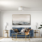 Hudson&Canal Ellis 16" Flush Mount with Fabric Shade - Brass/White-Rated for one 60W incandescent bulb - 9W LED bulb, 13W fluorescent (CFL) bulb, or 9W self-ballasted LED bulb, E26-base bulb, Bulb not included