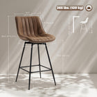 HOMCOM 27" Counter Height PU Leather Bar Stools - Brown - 2 Pack-Waterproof PU leather surface simply wipes clean, simplifying your daily chores
