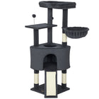 PawHut 47" Cat Tree Tower with Large Cozy Condo and Hammock - Dark Grey-Features a condo, a hammock, and platforms, suitable for 1-2 cats 