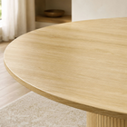 HOMCOM 47" Round Dining Table with Fluted Pedestal Base for 4-6 - Natural Wood-Quick assembly makes setting up hassle-free and time-saving
