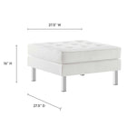 Modway Loft Tufted Vegan Leather Armchair and Ottoman Set - Silver White-Biscuit Tufting