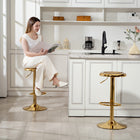 HOMCOM Adjustable Steel Breakfast Bar Stools - Gold - 2 Pack-Robust steel frame supports up to 264 lbs (120 kg) for safety

