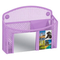 Locker Gear Magnetic Mesh Caddy with Mirror - Purple-Practical design - four compartments for organized storage and a detachable mirror