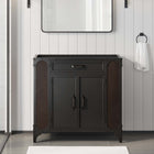 Modway Steamforge 36" Bathroom Vanity Cabinet - Black/Walnut-Shelving With Plumbing Cutout