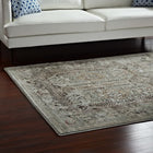Modway Enye Distressed Vintage Floral Lattice Area Rug - 5 ft W x 8 ft L - Brown/Silver Blue-Gripping Rubber Underside