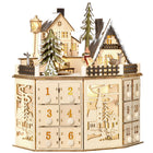 HOMCOM Christmas Advent Calendar with Countdown Drawers for Kids - Natural Wood-2-in-1 design, Christmas advent calendar, and Xmas decoration 