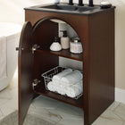Modway Appia 24" Bathroom Vanity - Walnut/Black-Black Ceramic Sink Basin