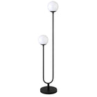Hudson&Canal Dufrene 2-Light Floor Lamp with Glass Shades - Blackened Bronze/White Milk-Mid-century style for your living room, office space, bedroom, or reading nook