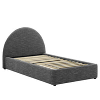 Modway Resort Upholstered Fabric Arched Round Twin Platform Bed - Heathered Weave Slate-Twin Size Platform Bed