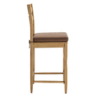 Modway Jax Oak Wood Counter Stool With Wavy Razor Back and Cushion - Weathered Oak Cocoa-Armless Design