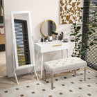 HOMCOM Full Length Mirror Free - 18.5" W x 58.25" H - White-Colour: White 