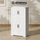HOMCOM 23.6" L Farmhouse Kitchen Pantry Cabinet - White Wood Grain-Particleboard frame supports up to 150 lb. (68.1 kg)