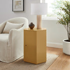 Modway Kade Faceted Semi-Gloss Side Table - Mustard-Cabinet Storage with Fixed Shelf