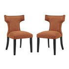 Modway Curve Fabric Dining Side Chair - Orange - 2 Pack-Solid Wood Frame