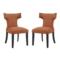 Modway Curve Fabric Dining Side Chair - Orange - 2 Pack-Solid Wood Frame