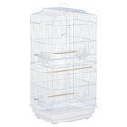 PawHut 36" H Bird Cage with 2 Doors and 4 Feeders - White-Bird enclosure with ample space for small birds such as finches and budgies 