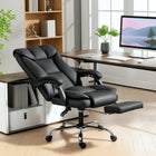 HOMCOM Leather Executive Office Chair - Black-Scratch-resistant faux leather stands up to wear and spills