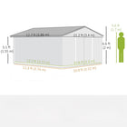 Outsunny Garden Storage Shed with Steel Foundation Kit - 11' x 13' - Green-Sloped roof prevents moisture and rain from pooling 
