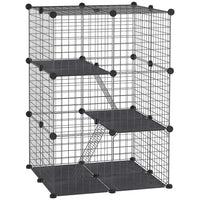 PawHut 41" H 39-Panel Small Animal Cage with Ramps-Suit for small animals like kitten and ferrets, not suitable for hamster and rat 