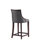 Manhattan Comfort Fifth Avenue 19" Traditional Faux Leather Upholstered Counter Stool - Pebble Grey - 3 Pack-Delivered to you Fully Assembled! No Assembly Required