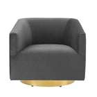 Modway Twist Accent Lounge Performance Velvet Swivel Chair - Gold Charcoal-Comes Fully Assembled