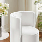 Modway Della Performance Velvet Fabric Swivel Chair - White-Powder-Coated Iron Swivel Base