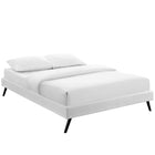 Modway Loryn Vinyl Full Bed Frame with Round Splayed Legs - White-Ten Wood Support Slats