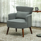 HOMCOM Accent Chair with Solid Wood Legs for Living Room - Grey-Wingback design adds a touch of elegance 
