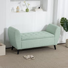 HOMCOM Upholstered Storage Bench with Armrests - Green-Breathable fabric and padded arms deliver comfort;