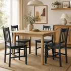 HOMCOM Kitchen Chairs with Pine Slat Back Wood Frame - Black - 2 Pack-Rustic, farmhouse design is stylish