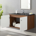 Modway Transmit 36" Wall-Mount Bathroom Vanity - Walnut/Black-Ceramic Sink Basin