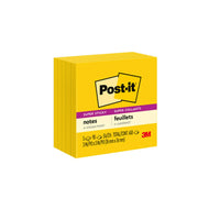 Post-it Super Sticky Notes - 3" x 3" - Electric Yellow - 350 sheets - 5 Pack-Post-it Super Sticky Notes stick and re-stick so your thoughts get noticed.