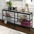 Hudson&Canal Alexis 64"W Console Table - Blackened Bronze-Hand crafted blackened bronze finish is applied to the steel frame