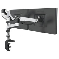 ShoppingAll Fully Adjustable Pneumatic Dual Gas Spring Monitor Desk Clamp Mount - White-Hold two 15"-32" monitors, each arm holds up to 17.6lb/8kg monitor with 75mm x75mm or 100mm x 100mm VESA mounting holes