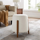 Modway Riven Upholstered Boucle Fabric Ottoman - Cloud-Tapered Wood Legs