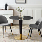 Modway Zinque 36" Artificial Marble Dining Table - Gold Black-Artificial Marble Tabletop