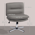 HOMCOM Criss Cross Armless Office Chair - Grey-Tilt function allows rocking back and forth for relaxation