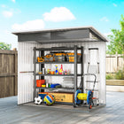 Outsunny 7' x 4' Outdoor Storage Shed with Window-Wide door offers easy access and includes a secure latch and lock
