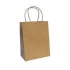 Wamaco Twisted Handle 100% Recycled Shopper Bags - 8" x 4-3/4" x 10-1/2" - Kraft - 100 Pack (14-5701K)-100% Recycled kraft, packaging for any retail products, adhered company logo stickers or ink stamp for advertising