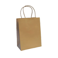 Wamaco Twisted Handle 100% Recycled Shopper Bags - 8" x 4-3/4" x 10-1/2" - Kraft - 100 Pack (14-5701K)-100% Recycled kraft, packaging for any retail products, adhered company logo stickers or ink stamp for advertising