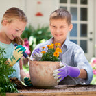 Atlas Kids Gardening Smooth Nitrile Glove - Grey/Purple - XSmall - 2 Pack-Grey coating on purple liner