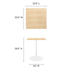 Modway Lippa 24" Square Wood Dining Table - White Natural-MDF Table Top