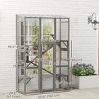 PawHut 99" H Outdoor Catio Enclosure with 6 Jumping Platforms - Grey-Features six jumping platforms, two ramps and a scratching post for active play 