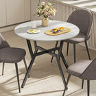 HOMCOM Round Dining Table with Steel Frame for Kitchen - Grey-Anti-slip foot pads ensure stability and protect the floor from scratches