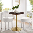 Modway Lippa 28" Round Wood Dining Table - Gold Cherry Walnut-Chip-Resistant Metal Pedestal Base