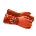 Atlas Full PVC Double Coated Rough Grip 12" Cuff Glove - Knit Cotton Liner - Orange - Large -Rough Grip