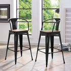 Modway Promenade Bar Stool - Black-Laminated Bamboo Seat
