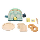 Manhattan Toy Toasty Turtle Pretend Cooking Set-Bagel slices, butter knife and pieces of butter that cling together
