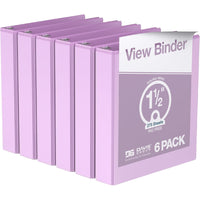 Davis Group Economy 1.5" 3-Ring View Binders - Lavender - 6 Pack-Durable 3-Ring View Binder