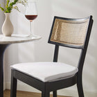 Modway Caledonia Wood Bar Stools - Black White - Set of 2-Removable Fabric Cushion